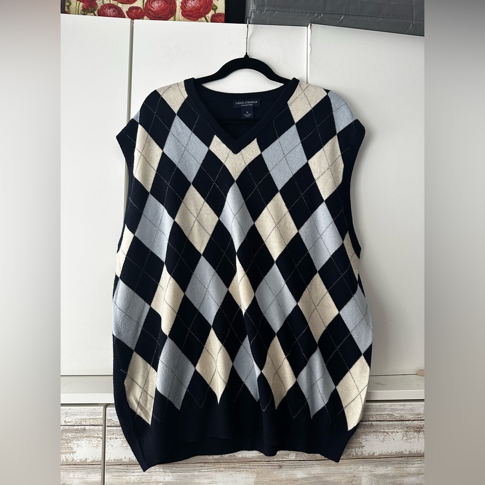 🖤 Daniel Cremieux Classics Merino Wool Argyle Sweater Vest XL